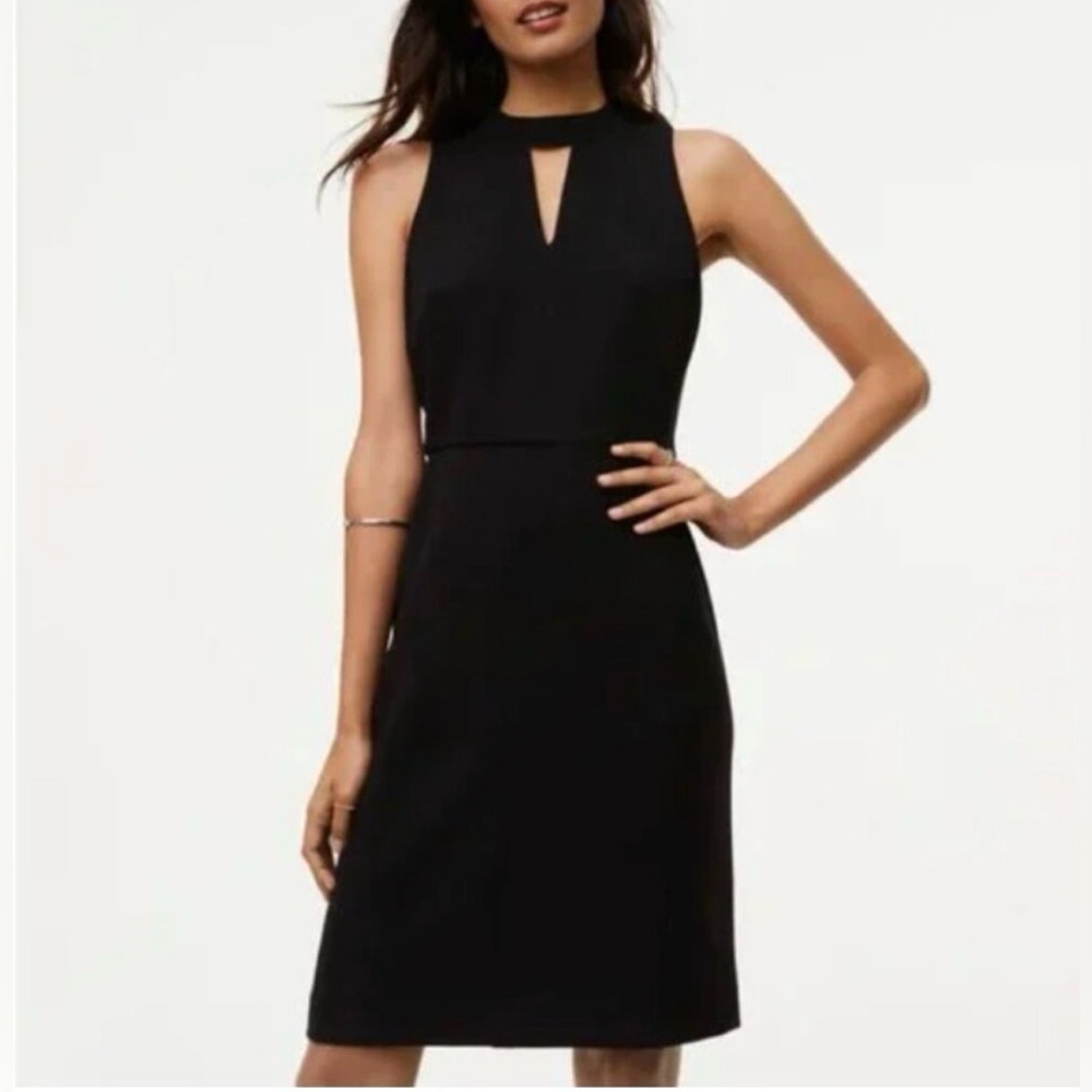 NWT Loft Elegant Black Keyhole Sheath Sleeveless Dress Size 6